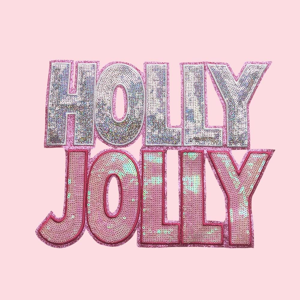 Holly Jolly Pink Sequin Iron On Patch